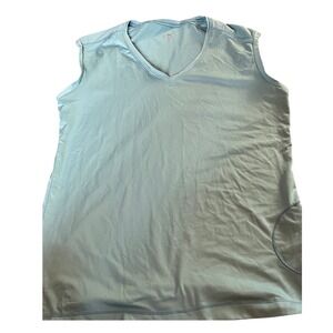 Alo Yoga Tank Top Sleeveless Athletic Workout V Neck Blue Green XXL